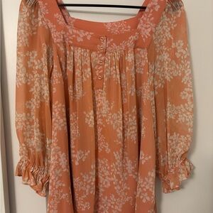 Lauren Conrad Floral Blouse in Peach